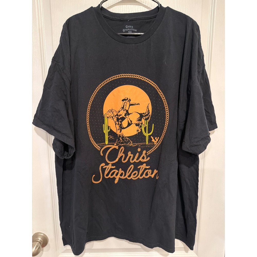 Chris Stapleton Mens 3XL Black Graphic T-Shirt Country Music Bronco Cowboy Tour